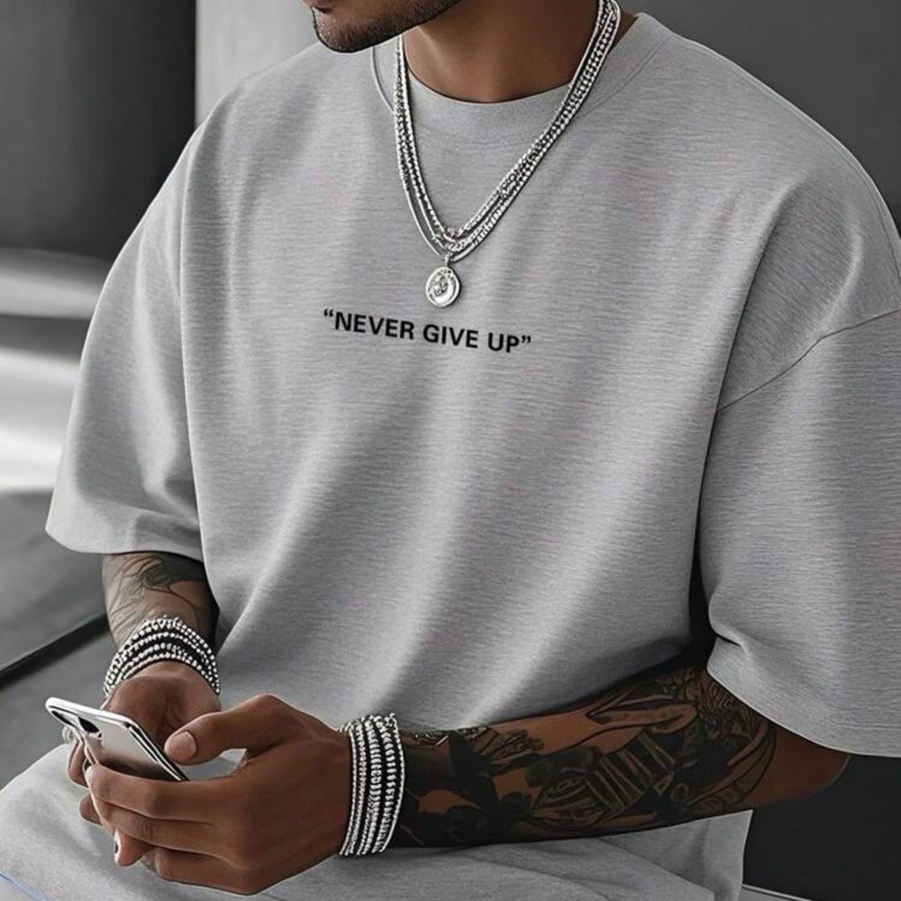 Men's Casual Slogan Printed Short Sleeve T-Shirt, Summer